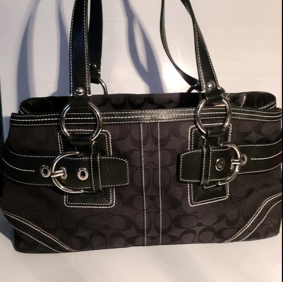 Coach Black Signature Leather Tote Bag – LUDIC