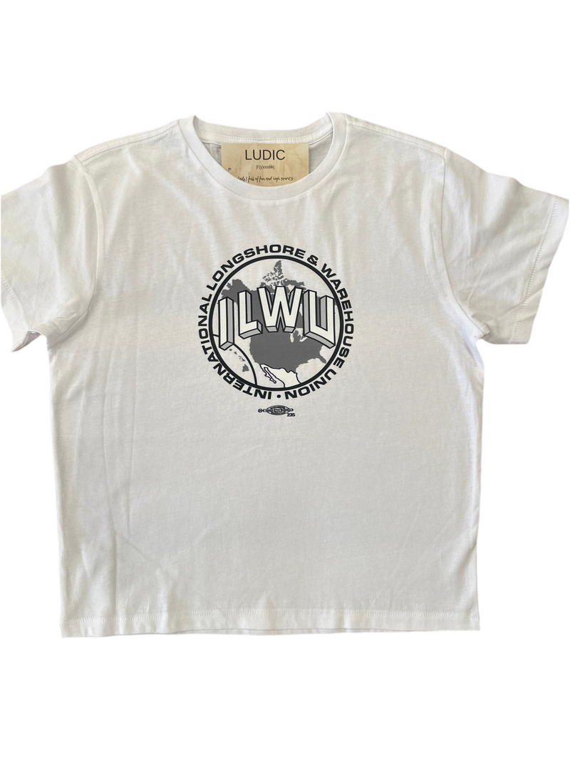 Classic ILWU Logo Box Tee- White/ Grey Logo