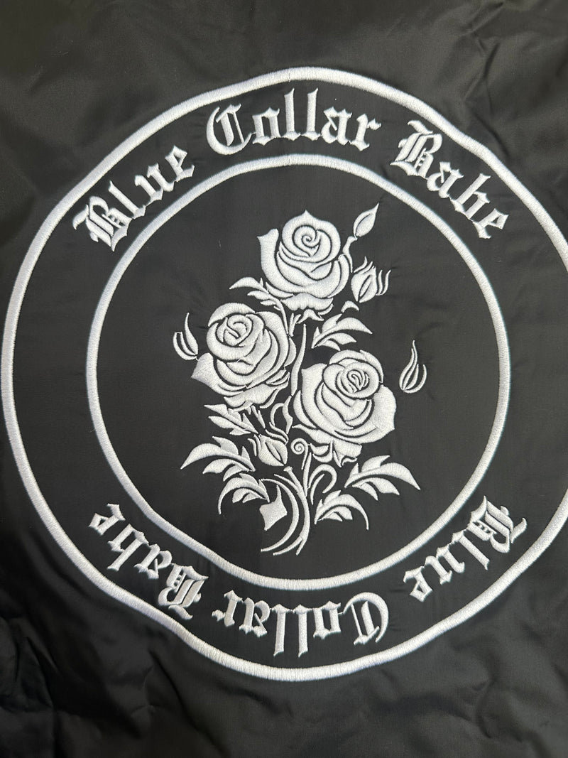 Blue Collar Babe Embroidery Jacket- Black and White