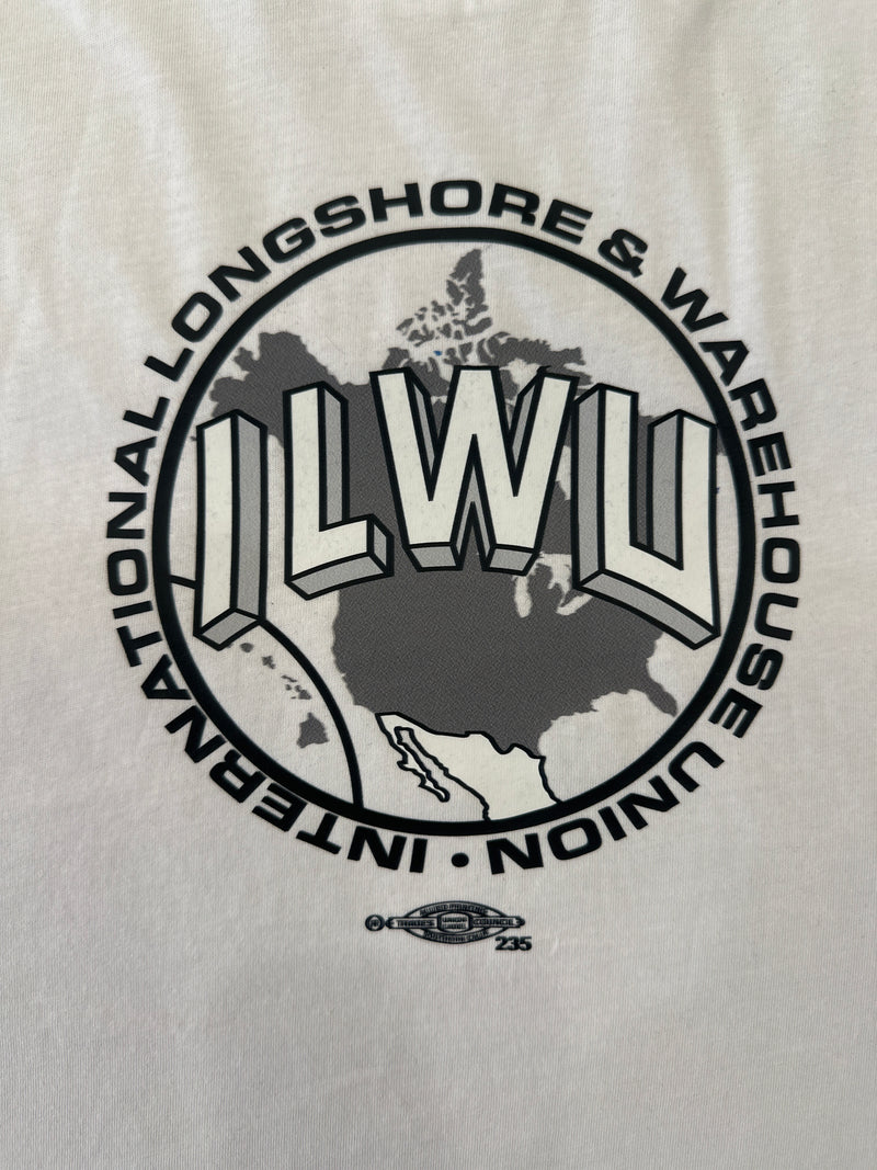 Classic ILWU Logo Box Tee- White/ Grey Logo