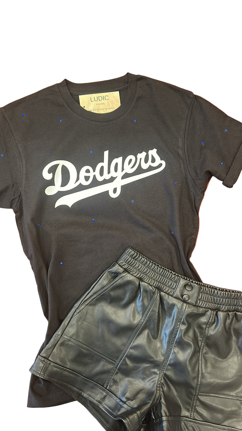 Dodgers Rhinestone Black Tee