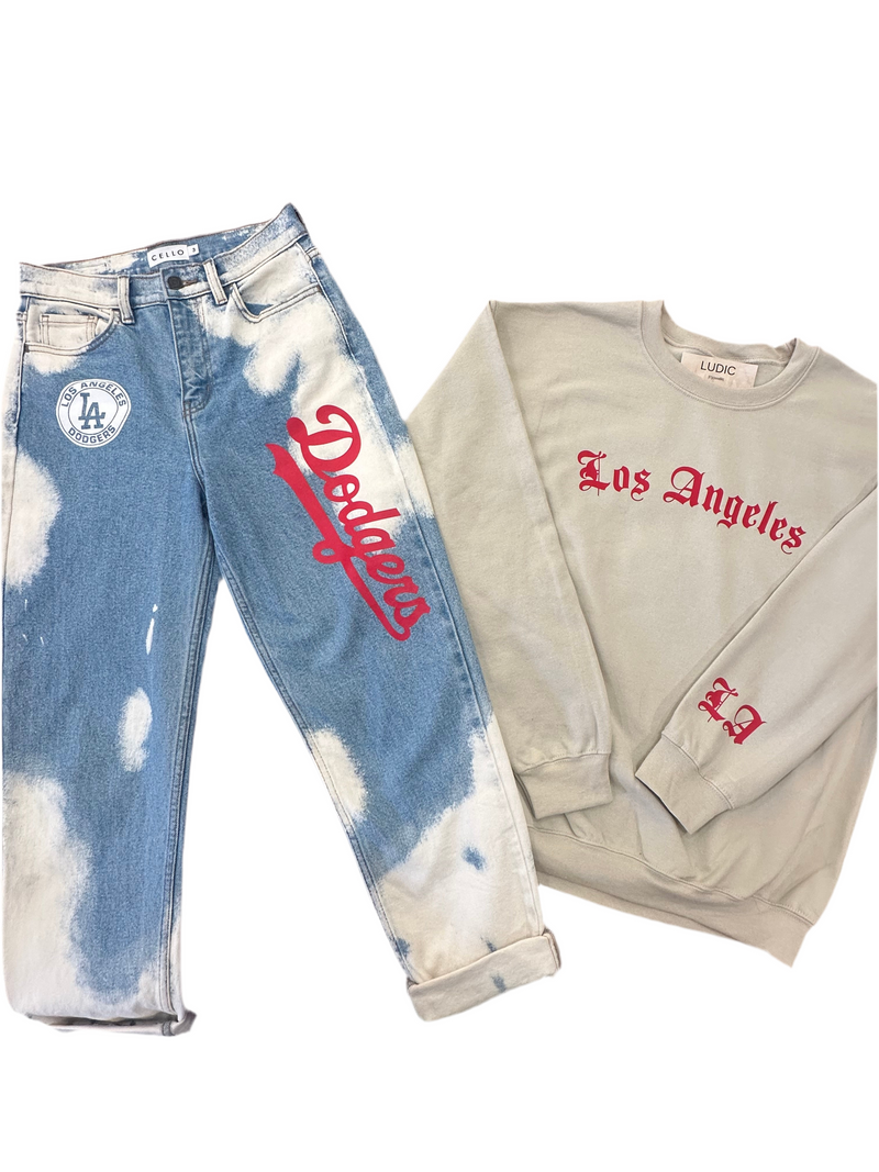 Los Angeles Old English Crew-Sand