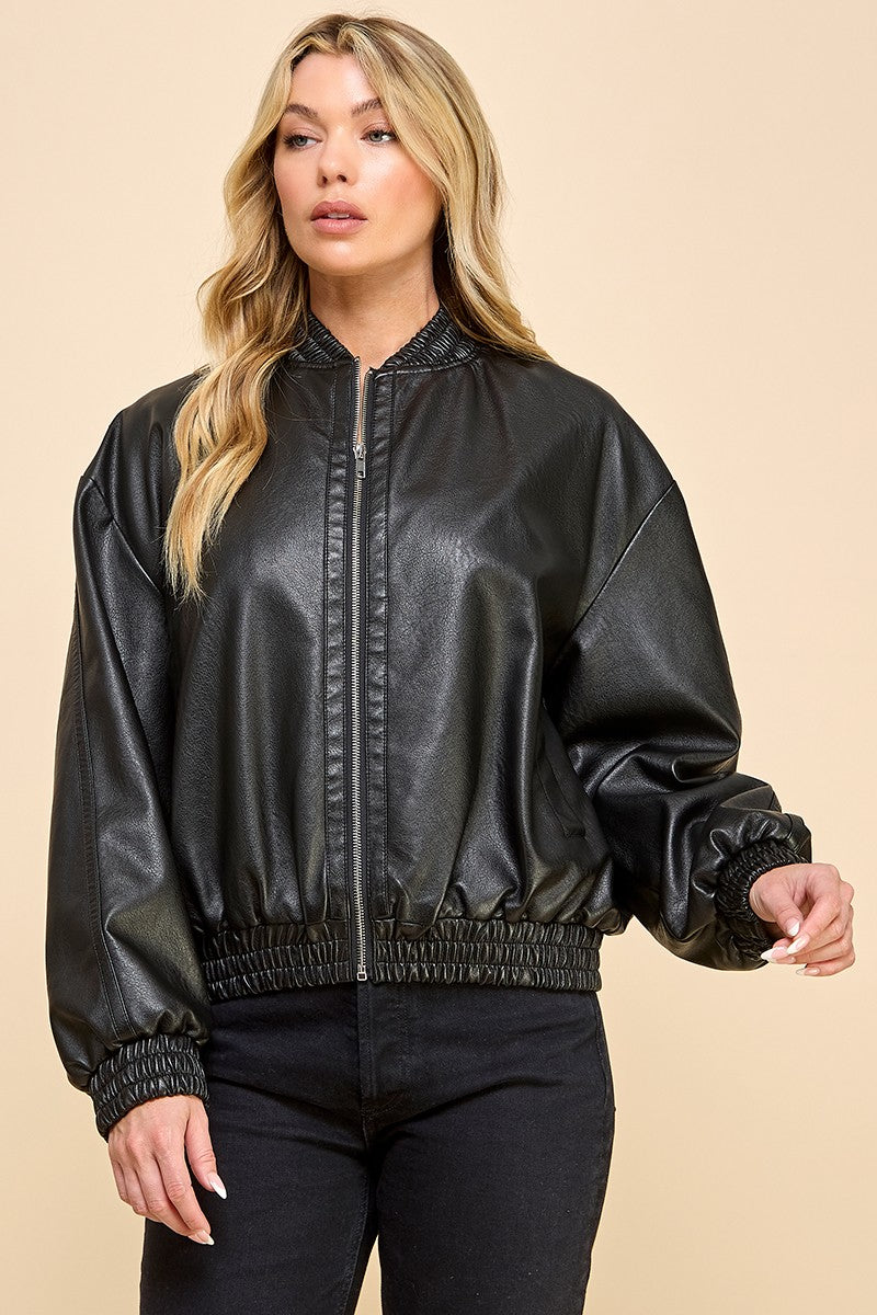 Jamelia Leather Bomber Jacket