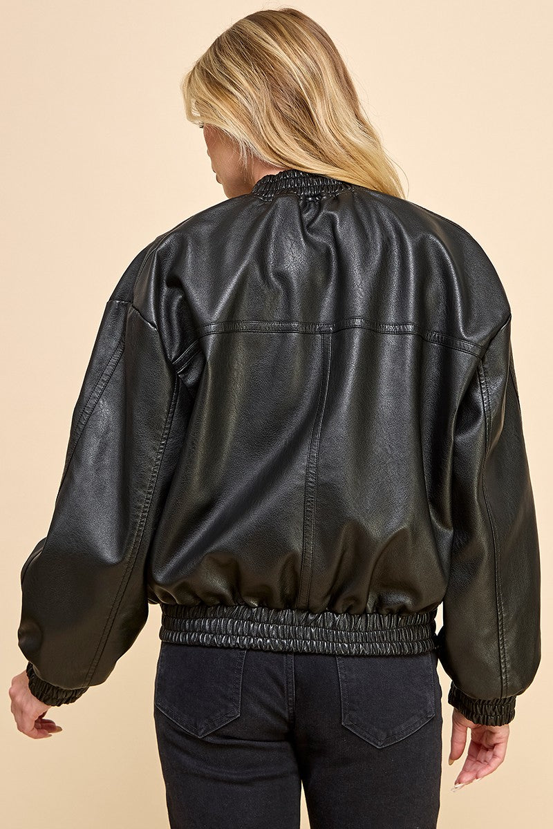 Jamelia Leather Bomber Jacket