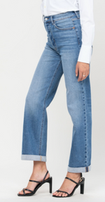 High Rise Double Rolled Dad Jean