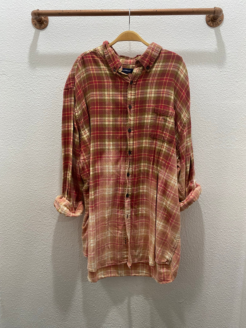 Vintage Flannel- Taupe/Red